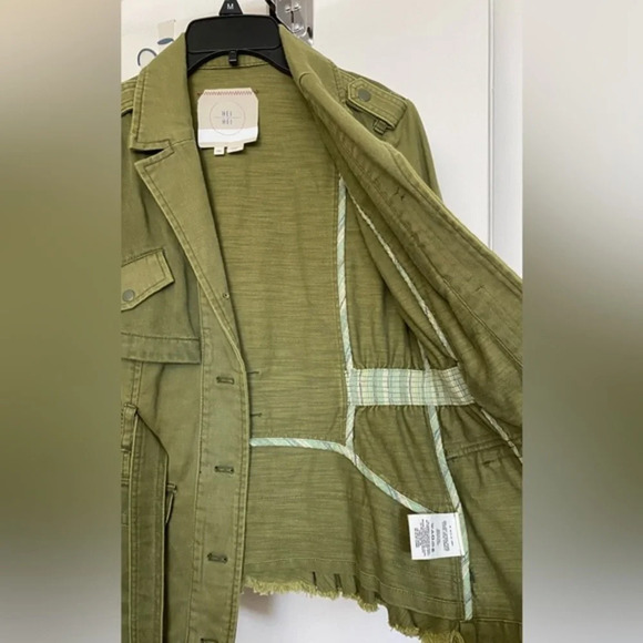 Hei Hei Anthropologie XSP Army Green Ruffleback Belted Anorak Jacket - Picture 3 of 6
